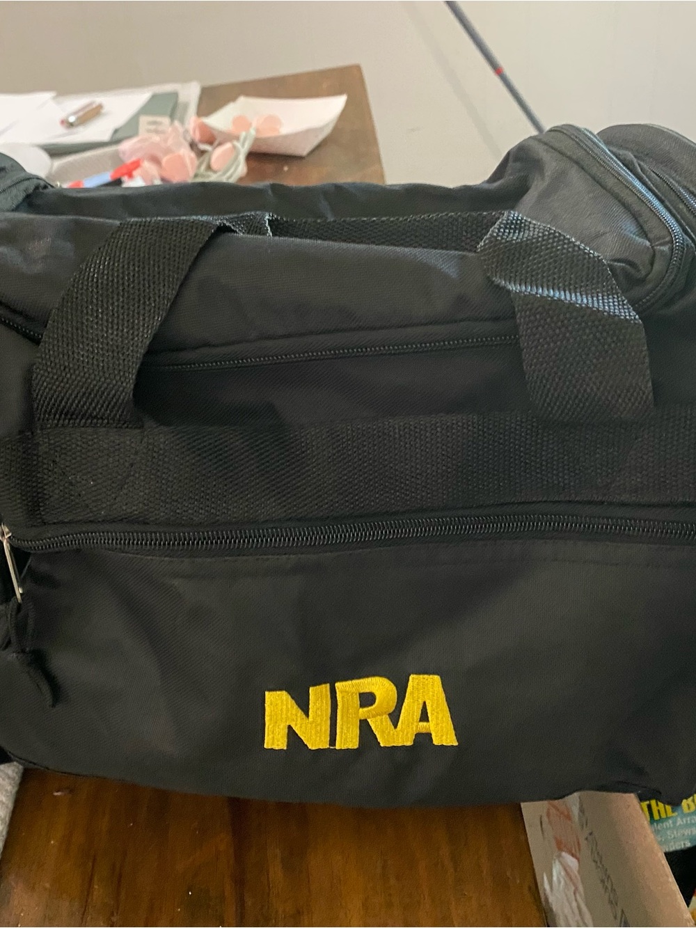 NRA Black Duffel/Photography Bag with Embroidered Logo & RFID Pouch- Men Bags